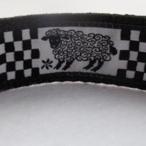 Black & White Sheep Dog Collar, Checker Broad Adjustable Pet Collar Size - MED - Picture 3 of 6